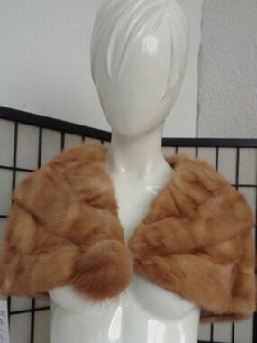 MINT NATURAL CANADIAN FUR MINK STOLE WOMAN WOMEN SIZE 13" X 38"